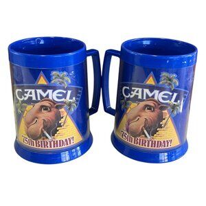 Camel Cigarettes Mug 75th Birthday Joe Camel 1988 RJ Reynolds Tobacco Set Of 2